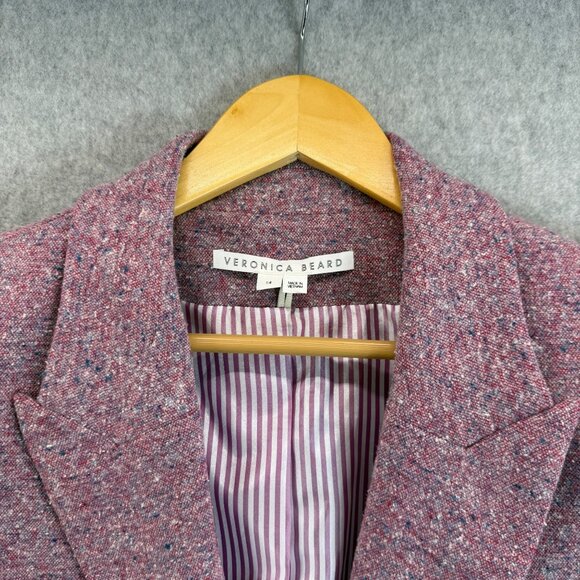 Veronica Beard Revolve Beacon Dickey Jacket Orchid Pink Tweed Womens‎ Size 14 - Picture 2 of 16
